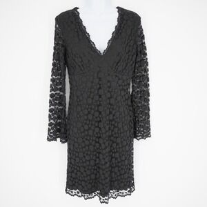 Vintage Womens Y2K  Babydoll Stretch Lace Bodycon Dress 8 Whimsigoth Vamp Black